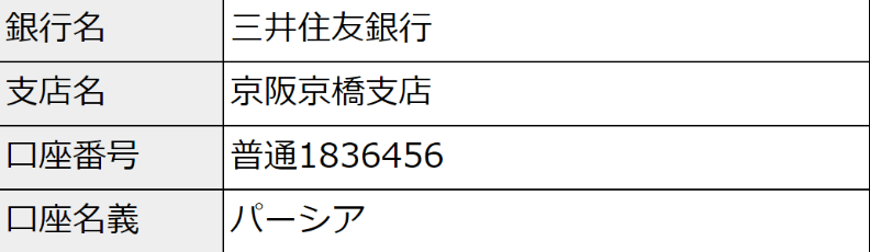 口座名義 パーシア