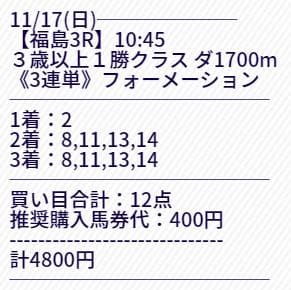 11月17日(日)福島3R